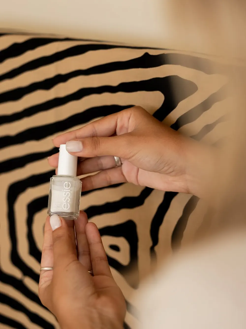 Nail polish over zebra print
