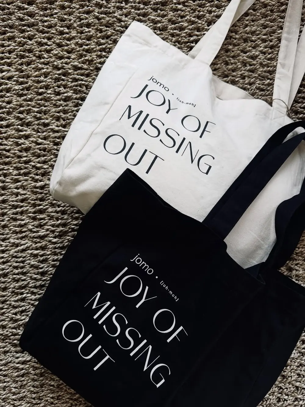 JOMO Joy of Missing Out tote bags